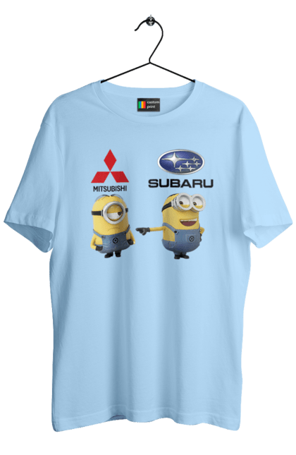 Men`s t-shirt with prints Minion. Auto, cars, minions, mitsubishi, subaru. 2070702