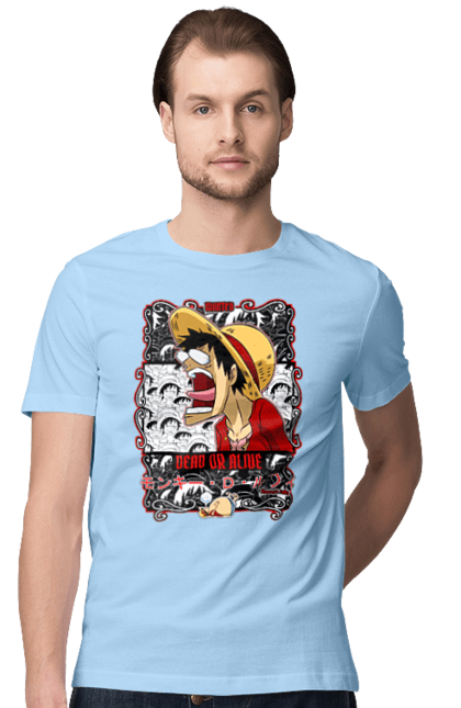 Men's t-shirt with prints One Piece Luffy. Anime, luffy, manga, monkey de luffy, one piece, pirates. 2070702