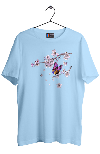 Men`s t-shirt with prints Butterfly And Sakura. Butterfly, sakura, spring, wood. 2070702