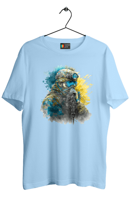 Футболка чоловіча з принтом "Снайпер ЗСУ". Армія, зсу, прапор україни, символи україни, снайпер, солдат, україна. 2070702