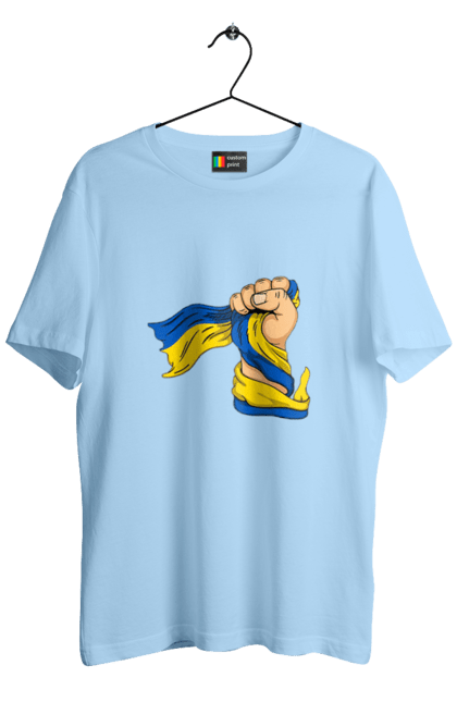 Футболка чоловіча з принтом "Сильна Україна". Воля, кулак, прапор україни, україна, українська символіка. 2070702