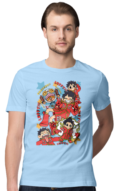 Men's t-shirt with prints One Piece Luffy. Anime, luffy, manga, monkey de luffy, one piece, pirates. 2070702