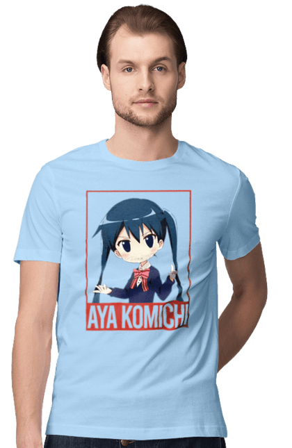 Футболка мужская с принтом Золотая мозаика Ая Комити. Anime, aya komichi, kiniro mosaic, kinmoza, manga, аниме, ая комити, золотая мозаика, комити, манга. 2070702