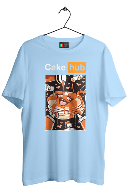 Men`s t-shirt with prints Cake Hub. Brutal, cake, cake hub, hub, humor, joke, porn hub. 2070702