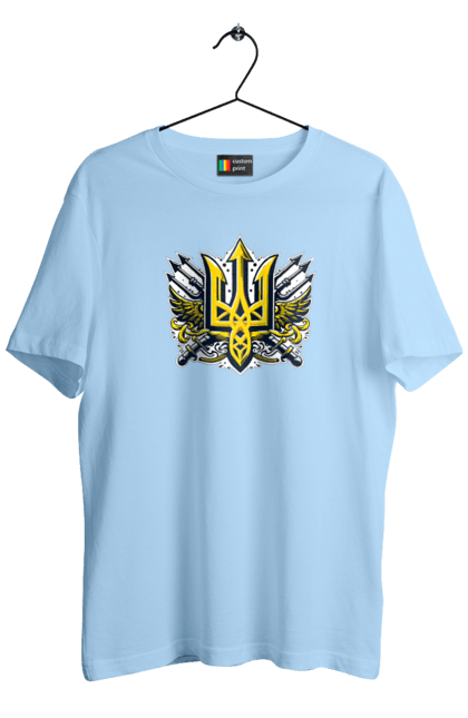 Футболка чоловіча з принтом "Символіка україни". Герб, патріотичні зображення, символіка, тризуб, україна. 2070702