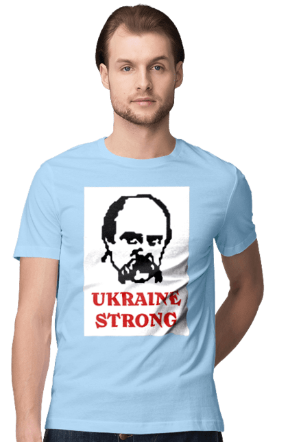 Футболка чоловіча з принтом "Тарас Шевченко". Бавовна, бавовнятко, війна, герб, доброго вечора, зсу, прапор україни, русский военный корабль, тарас шевченко, україна. 2070702