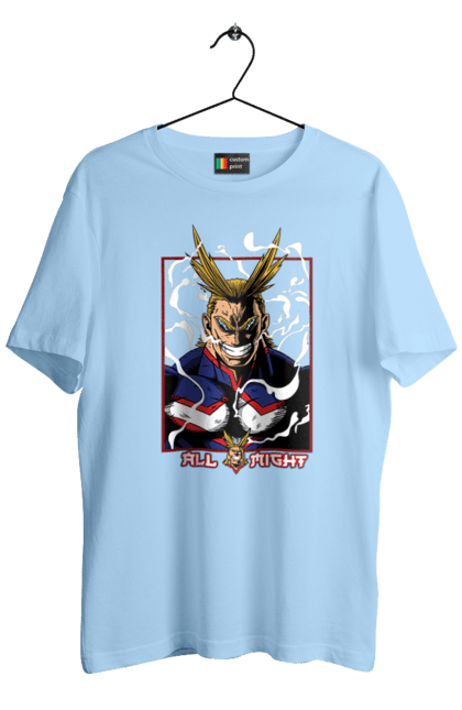 Футболка чоловіча з принтом "Моя академія героїв Всемогутній". All might, my hero academia, yagi toshinori, академія юей, аніме, всемогутній, манга, моя геройська академія, один за всіх, тошинорі ягі. 2070702