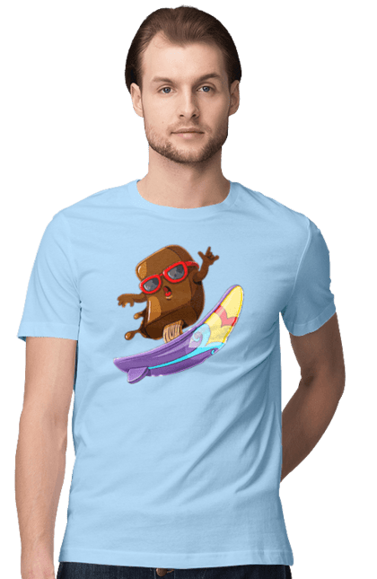 Men`s t-shirt with prints Morozhenko On The Surf. Glasses, ice cream, summer, surfing. 2070702