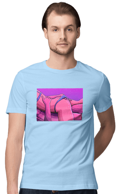 Футболка чоловіча з принтом "Зняття Трусиків З Дівчини". Гола, тіла, труси. 2070702