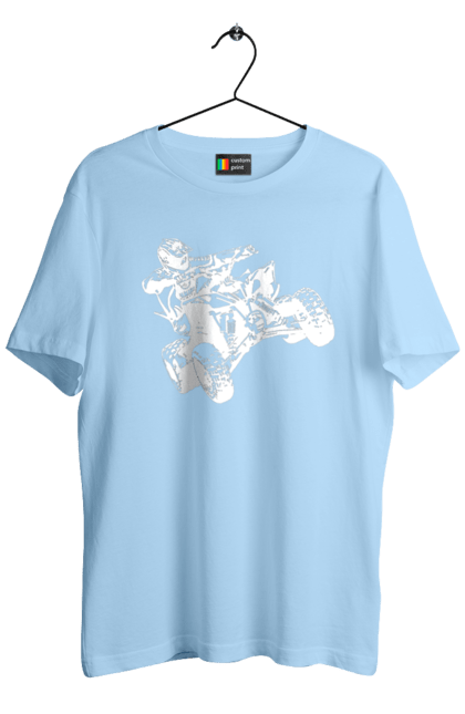 Men`s t-shirt with prints Man On Atv White. Atv, extreme, race. 2070702