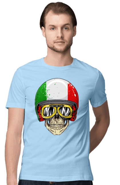 Skull in a motorcycle helmet