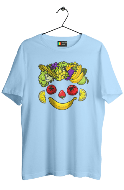 Men`s t-shirt with prints Hls Smile. Healthy, smile, vegetable. 2070702