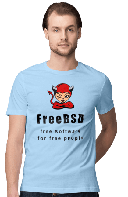 Футболка чоловіча з принтом "Freebsd Для Вільних". Bsd, freebsd, unix, адміністратор, айті, айтішник, безкоштовна, безкоштовно, бестія, вільна, демон, демонесса, доступність, незалежність, операційна система, ос, програміст, програмне забезпечення, свобода, сисадмін, система, системний адміністратор, софт, текст, червоний, чорний. 2070702