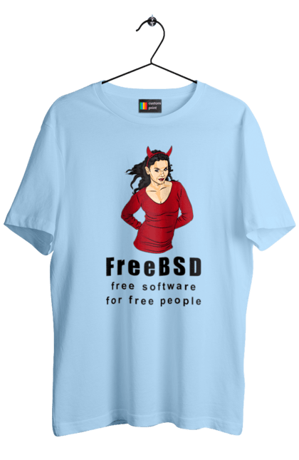 Футболка чоловіча з принтом "Freebsd Для Вільних". Bsd, freebsd, unix, адміністратор, айті, айтішник, безкоштовна, безкоштовно, бестія, вільна, демон, демонесса, доступність, незалежність, операційна система, ос, програміст, програмне забезпечення, свобода, сисадмін, система, системний адміністратор, софт, текст, червоний, чорний. 2070702