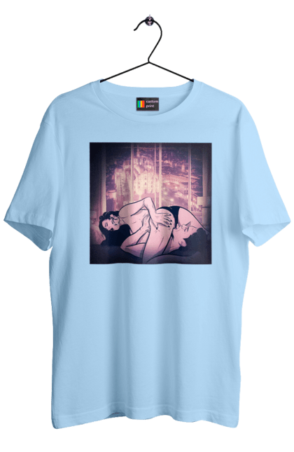 Футболка чоловіча з принтом "Дорослі Ігри На Тлі Міста". Гола, кохання, лизати, трусики. 2070702