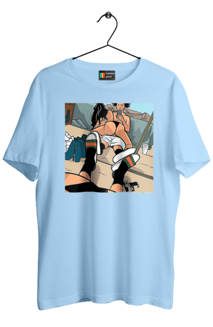 Футболка чоловіча з принтом "Голе Селфі У Дзеркалі". Жопа, зверху, селфі. 2070702