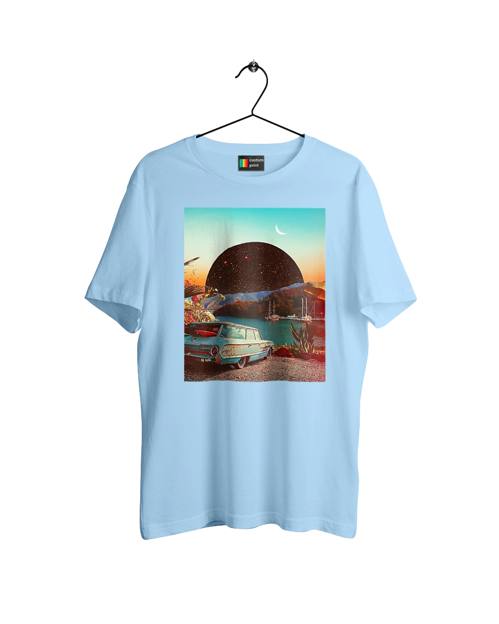 Картина, машина у речки