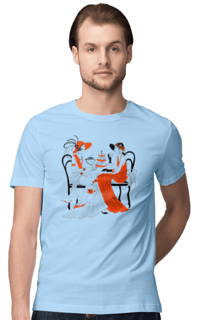 Футболка чоловіча з принтом "Дами В Червоному". Дами, посиденьки, чаювання. 2070702