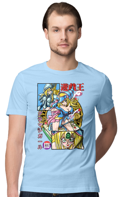 Men's t-shirt with prints Yu Gi Oh! Dark Magician Girl. Anime, black magician, dark magician, dark magician girl, manga, yu gi oh, yugio. 2070702