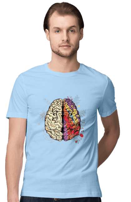 Футболка чоловіча з принтом "Творчість та логіка". Бінарний, біткоїн, біткойн, валюта, гроші, крипто, наука, програміст, программист, творчество, техно, хакер, художник, цветной. 2070702