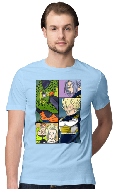 Men's t-shirt with prints Dragon Ball. Anime, dragon ball, goku, manga, tv series, vegeta. 2070702