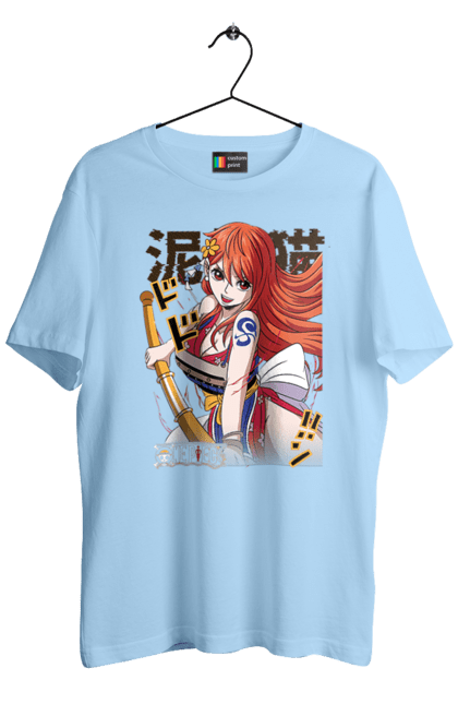 Men's t-shirt with prints One Piece Nami. Anime, cat burglar, manga, nami, one piece, straw hat pirates. 2070702