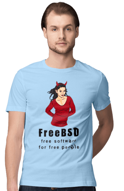 Футболка чоловіча з принтом "Freebsd Для Вільних". Bsd, freebsd, unix, адміністратор, айті, айтішник, безкоштовна, безкоштовно, бестія, вільна, демон, демонесса, доступність, незалежність, операційна система, ос, програміст, програмне забезпечення, свобода, сисадмін, система, системний адміністратор, софт, текст, червоний, чорний. 2070702