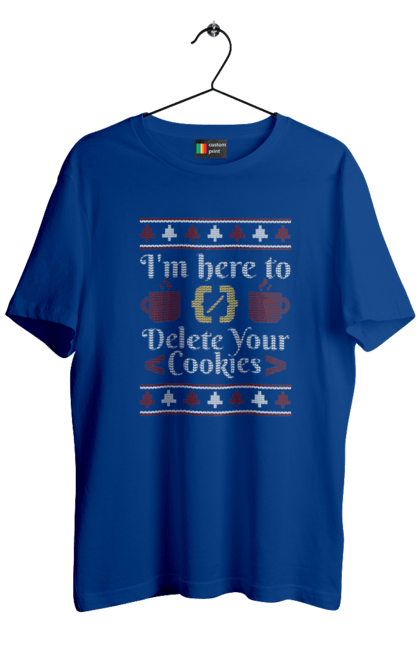 Футболка чоловіча з принтом "Я тут щоб з'їсти твої кукі". 404, ай ті, айтішник, бінарний, код, програміст, розробник, хакер. 2070702