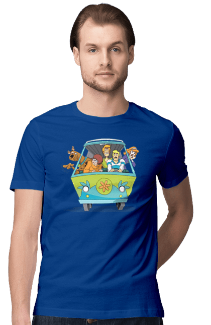 Men`s t-shirt with prints Scooby Doo Machine. Car, cartoon, dog, scooby doo. 2070702