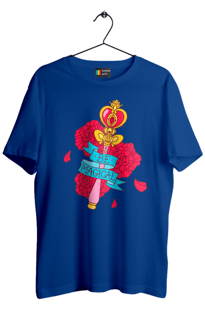 Men's t-shirt with prints Be Magical. Anime, charm, flowers, magic, rose flower, sailor moon, tv series, wand. 2070702