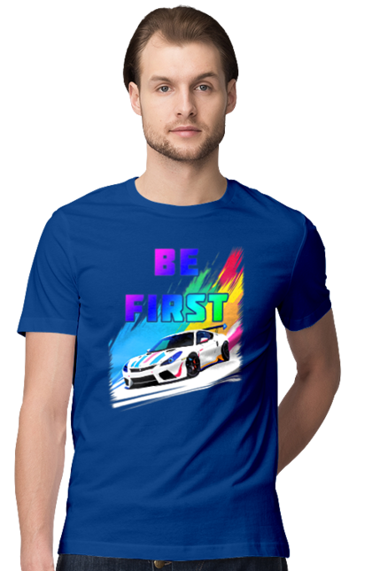 Футболка чоловіча з принтом "Гонка". Автомобільний, гонка, спортивна машина, спортивний автомобіль. 2070702