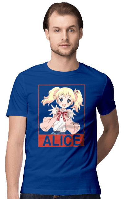 Футболка чоловіча з принтом "Золота мозаїка Аліса Картелет". Alice cartelet, anime, kiniro mosaic, kinmoza, manga, аліса, аліса картелет, аніме, золота мозаїка, манга. 2070702