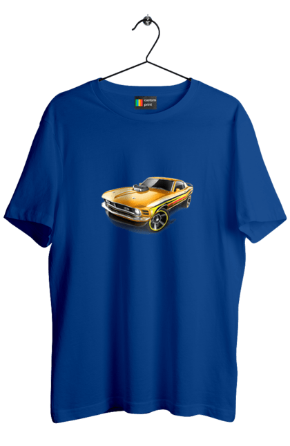 Футболка чоловіча з принтом "Форд мустанг". Американська легенда, жовтий мустанг, культове авто, мустанг, потужне авто, форд мустанг, шелбі. 2070702