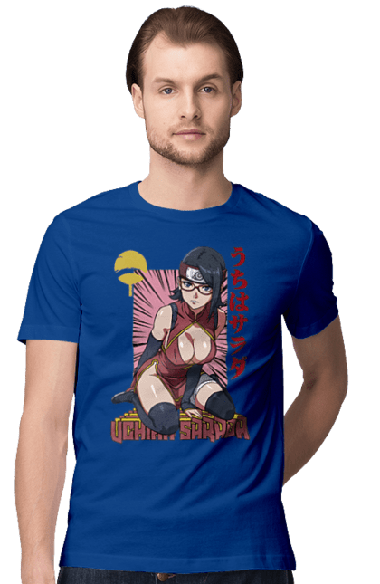 Men's t-shirt with prints Boruto Sarada Uchiha. Anime, boruto, manga, sarada uchiha, tv series, uchiha. 2070702