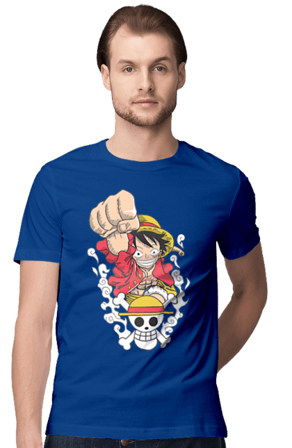 Men's t-shirt with prints One Piece Luffy. Anime, luffy, manga, monkey de luffy, one piece, pirates. 2070702