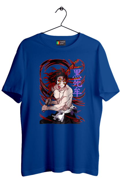 Men's t-shirt with prints Demon Slayer Kokushibo. Anime, demon slayer, eternal paradise faith, kimetsu no yaiba, kokushibo, manga, nezuko, twelve kizuki, upper rank six. 2070702