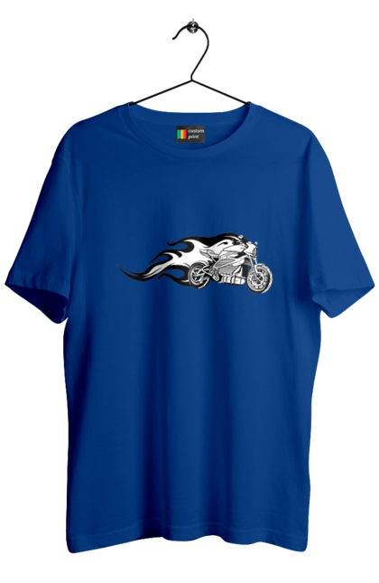 Футболка чоловіча з принтом "Мотоцикл Вогонь". Мото, мотоцикл, огонь. 2070702