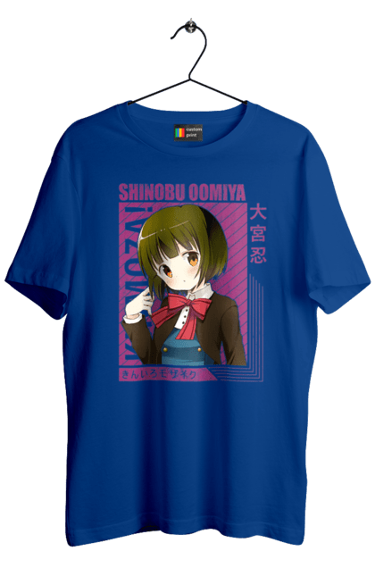 Men's t-shirt with prints Kiniro Mosaic Shinobu Omiya. Anime, gold mosaic, kiniro mosaic, kinmoza, manga, shinobu, shinobu omiya. 2070702