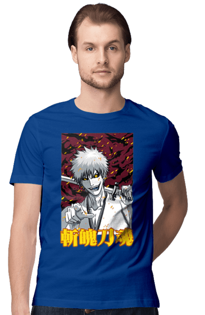 Men's t-shirt with prints Bleach Ichigo Kurosaki. Anime, bleach, ichigo, ichigo kurosaki, manga. 2070702