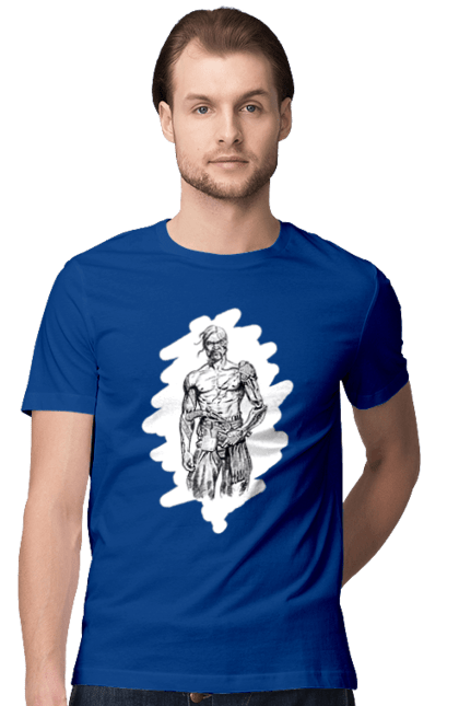 Men`s t-shirt with prints Cyborgs of ukraine. Cossack, cyborg, forelock, patriot, pistol, ukrainian, vusa, zbroya. 2070702
