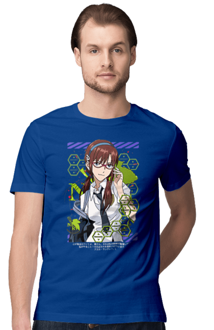 Men's t-shirt with prints Evangelion Mari. Angel, anime, eva 02, eva 05, evangelion, manga, mari, mari makinami illustrious, neon genesis evangelion. 2070702