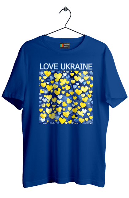 Футболка чоловіча з принтом "Люблю Україну". Люблю україну, любов, серце, символи україни, україна, українська символіка. 2070702