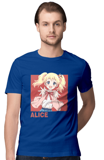 Футболка чоловіча з принтом "Золота мозаїка Аліса Картелет". Alice cartelet, anime, kiniro mosaic, kinmoza, manga, аліса, аліса картелет, аніме, золота мозаїка, манга. 2070702