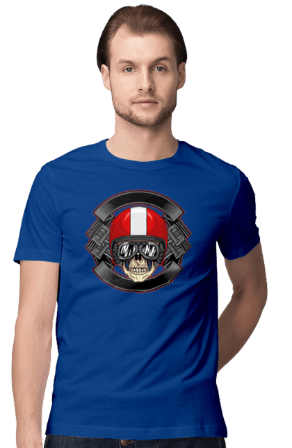 Men`s t-shirt with prints skull motorcyclist. Helmet, motorcyclist \, skull. 2070702