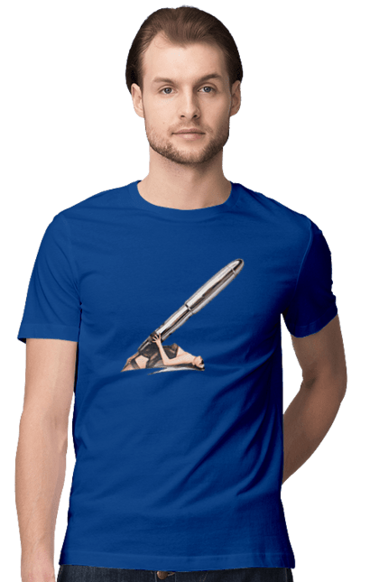 Футболка чоловіча з принтом "Великий Патрон". Дівчина, куля, патрон. 2070702