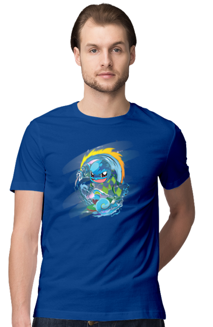 Men's t-shirt with prints Pokemon Squirtle. Anime, games, nintendo, pokemon, pokemon go, squirtle. 2070702