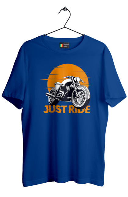 Men`s t-shirt with prints Motorcycle, Just Go. Motorbike, riding, road. 2070702