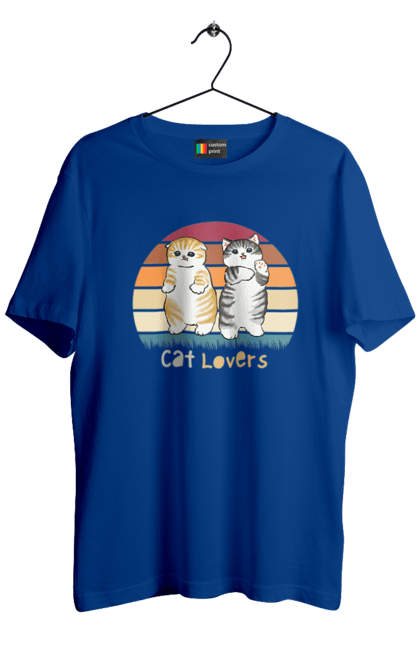 Футболка мужская с принтом Любители кошек. Animal, animal lover, cat, cat lover, cat lover gift, cat lovers, cats, cute, kitten, кот. 2070702