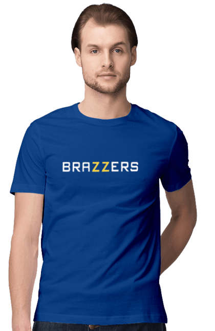 Футболка чоловіча з принтом "Brazzers". Brazzers, hub, porn, porn hub, pornhub, бразерс, браззерс, зсу, порно хаб, порнохаб. 2070702