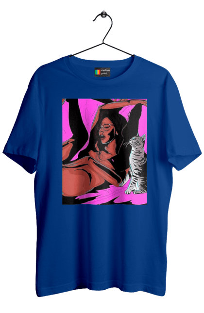 Футболка чоловіча з принтом "Дівчина Отримує Задоволення". Гола, задоволення, кішка, пристрасть. 2070702